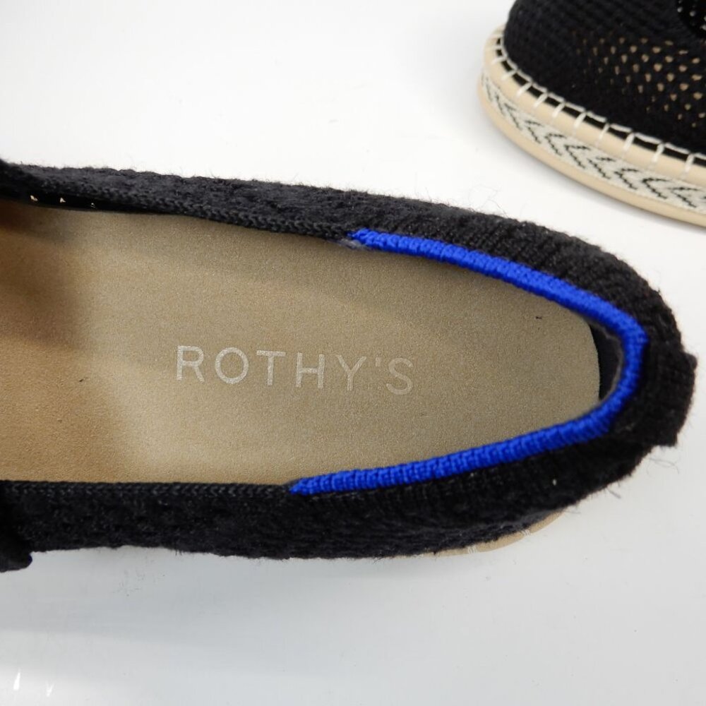 Rothy's Black Mary Jane Espadrille Flats with Gold Buckle - Picture 13 of 16